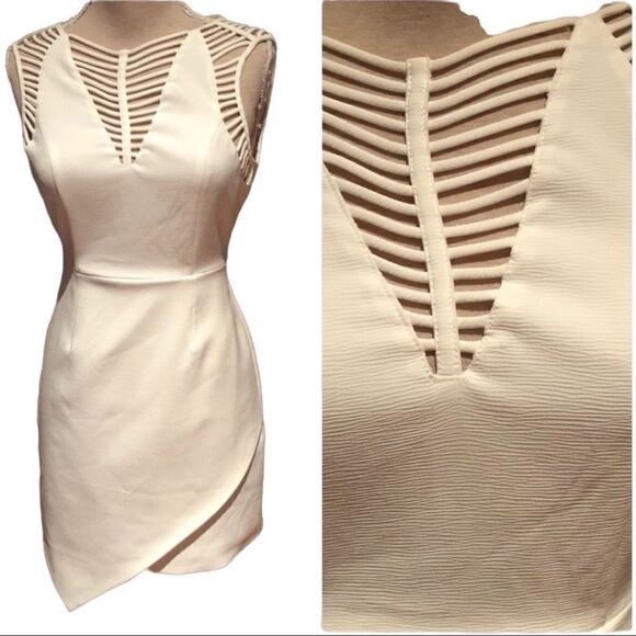 SUGAR lips caged body-Con mini WHITE dress - Picture 3 of 4